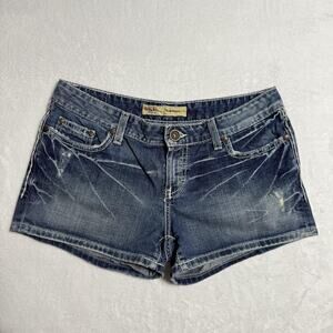 BKE Shorts Womens 30 Blue Denim Sabrina Distressed Embroidered Pockets Casual